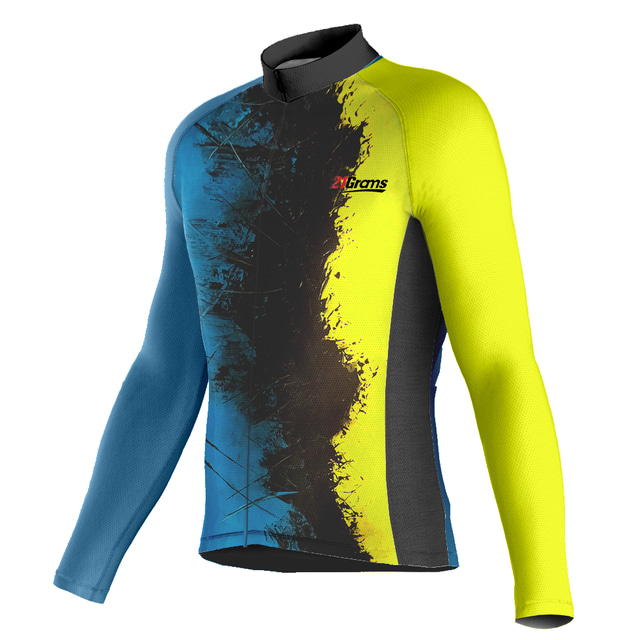  21Grams Men's Cycling Jersey Long Sleeve Bike Top with 3 Rear Pockets Mountain Bike MTB Road Bike Cycling Breathable Quick Dry Moisture Wicking Yellow Graffiti Spandex Polyester Sports Clothing