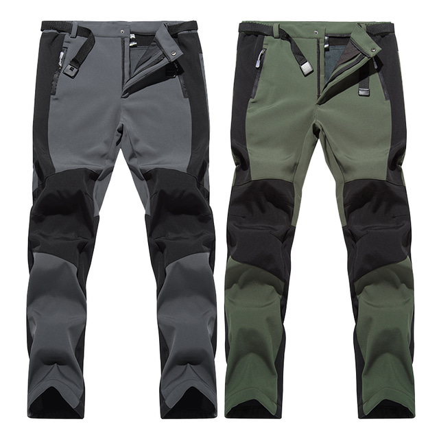  Men's Hiking Pants Trousers Fleece Lined Pants Softshell Pants Winter Outdoor Thermal Warm Windproof Breathable Water Resistant Pants / Trousers Bottoms Elastic Waist Black Army Green Fleece Hunting