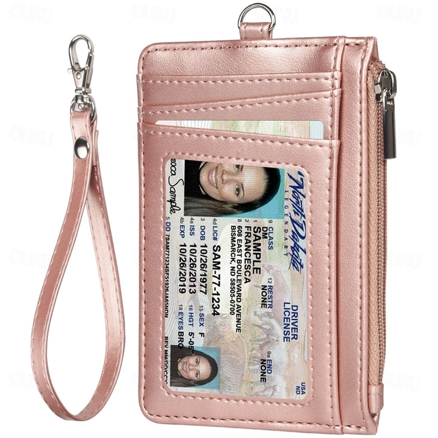 Leather Credit Card Holder Men Women Rfid Business ID Badge Case Porte