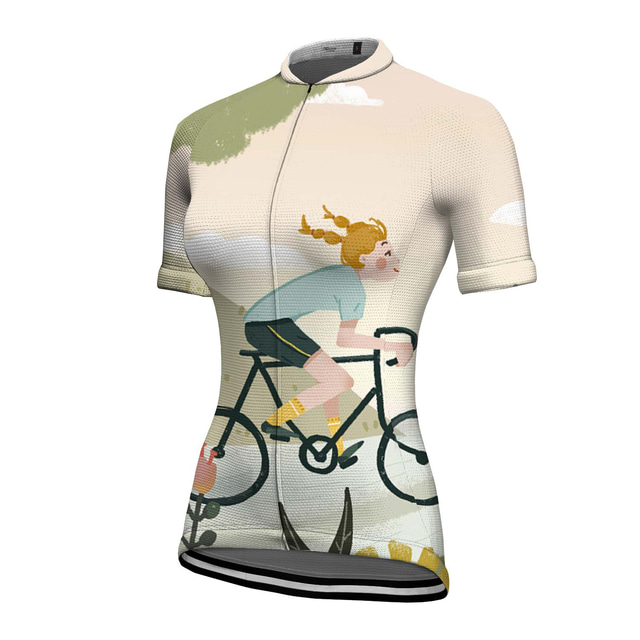  21Grams Women's Cycling Jersey Short Sleeve Bike Top with 3 Rear Pockets Mountain Bike MTB Road Bike Cycling Breathable Quick Dry Moisture Wicking Khaki Graphic Patterned Spandex Polyester Sports