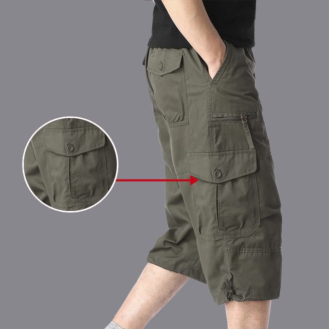  Men's Cargo Shorts Hiking Shorts Tactical Shorts Military Summer Outdoor Regular Fit Ripstop Breathable Quick Dry Zipper Pocket Capri Pants Bottoms ArmyGreen Black camouflage Cotton Hunting Fishing