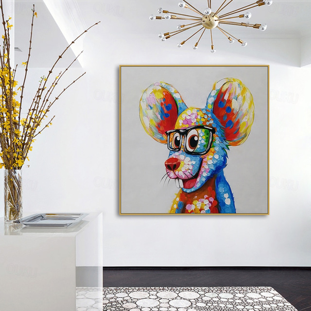  キャンバスの壁の芸術の装飾のミンチュラ手作りの中国の干支の油絵家の装飾のための現代の抽象的な動物の絵はフレームレスの伸ばされていない絵画を巻いた