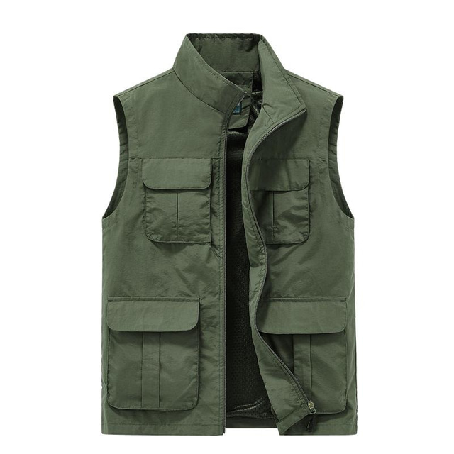  Men's Fishing Vest Hiking Vest Top Outdoor Breathable Quick Dry Multi Pockets Black khaki Dark Blue Fishing Climbing Camping / Hiking / Caving
