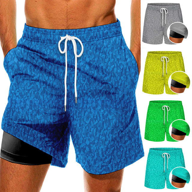  Men's Swim Trunks Swim Shorts Quick Dry Board Shorts Bathing Suit Compression Liner with Pockets Drawstring Swimming Surfing Beach Water Sports Printed Summer / Stretchy