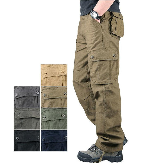  militære arbeidsbukser for menn turbukser taktiske bukser 6 lommer utendørs ripstop hurtigtørkende multilommer pustende kampbukser/bukser i bomull, underdel armygrønn svart blå khaki