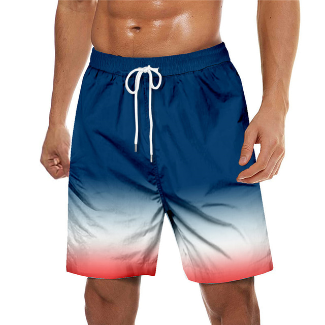  Men's Swim Trunks Swim Shorts Quick Dry Board Shorts Bathing Suit with Pockets Drawstring Swimming Surfing Beach Water Sports Gradient Printed Spring Summer