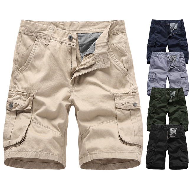  Men's Cargo Shorts Hiking Shorts Military Summer Outdoor Ripstop Breathable Quick Dry Multi Pockets Shorts Bottoms Black Army Green Cotton Hunting Fishing Climbing 30 32 34 36 38 / Wear Resistance