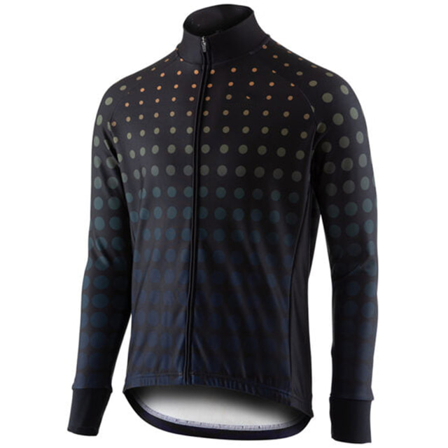  21Grams Men's Cycling Jersey Long Sleeve Bike Top with 3 Rear Pockets Mountain Bike MTB Road Bike Cycling Breathable Moisture Wicking Quick Dry Reflective Strips Black Polka Dot Polyester Sports