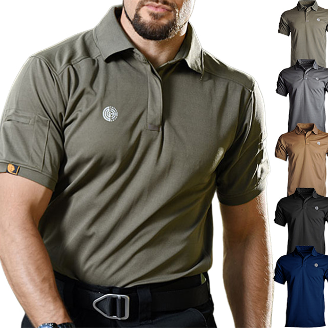  Męskie Koszula bojowa Koszula golfowa Taktyczna koszula wojskowa Krótki rękaw Top Na wolnym powietrzu Oddychający Szybkie wysychanie Lekki Lato Bawełna Zielony Czarny Niebieski Łowiectwo Wspinaczka