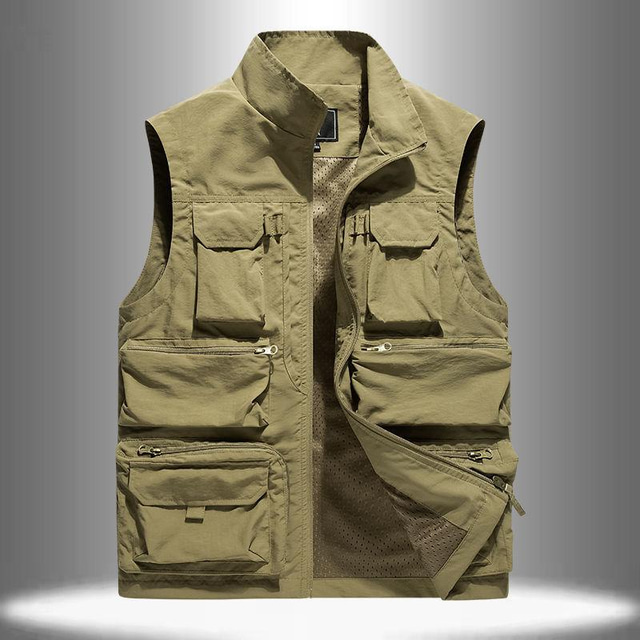  Men's Fishing Vest Hiking Vest Vest / Gilet Top Outdoor Breathable Water Resistant Quick Dry Lightweight Black Grey khaki Climbing Camping / Hiking / Caving / Military / Multi Pockets