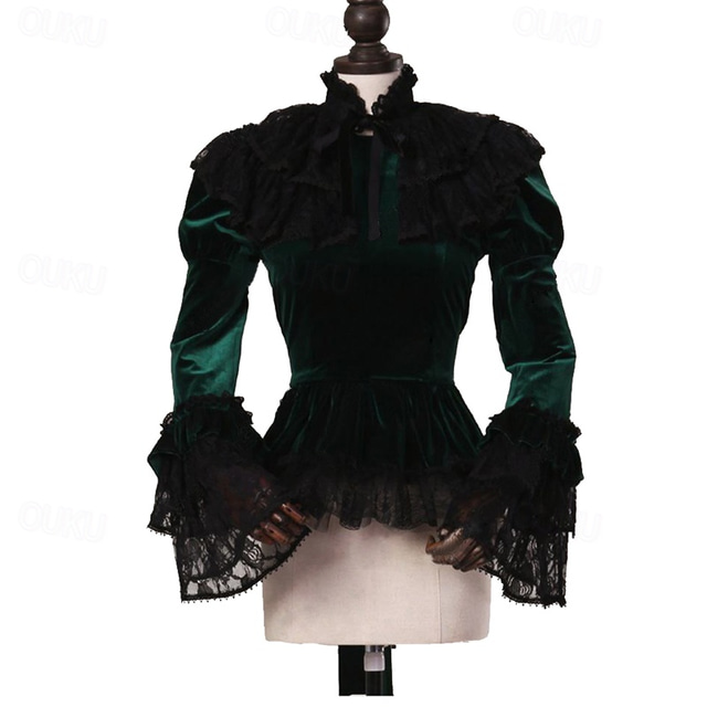  Rococó Victoriano Corte Cenicienta Blusa / Falda Baile de Máscaras Tallas Grandes Mujer Mascarada Carnaval Fiesta Víspera de Todos los Santos Adulto Blusas