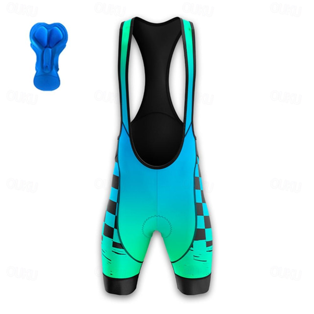  Men's Cycling Road Shorts Cycling Bib Shorts Bike Bib Shorts Bottoms Mountain Bike MTB Road Bike Cycling Sports Plaid Checkered 3D Pad Cycling Breathable Quick Dry Yellow Blue Polyester Spandex