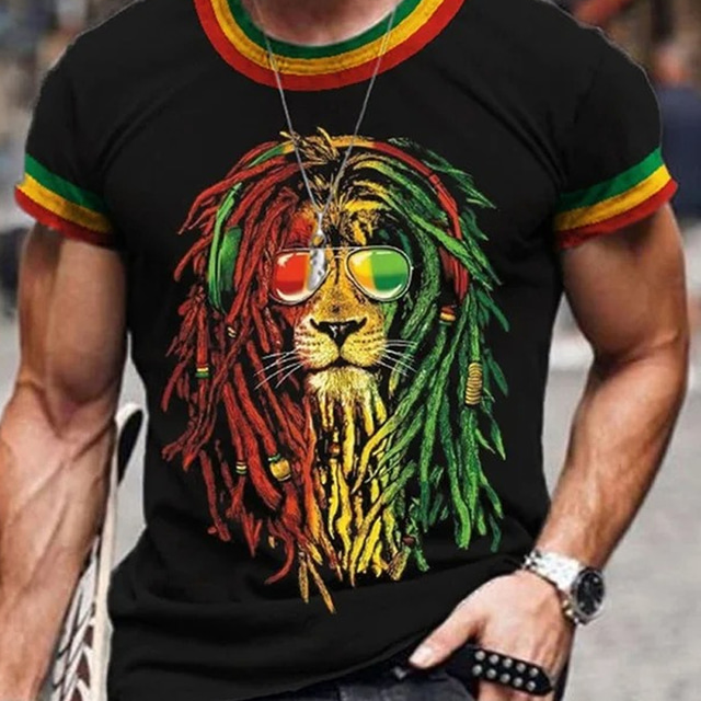  Men's Unisex T shirt Tee Lion Graphic Prints Crew Neck Clothing Apparel 3D Print Outdoor Street Short Sleeve Print Vintage Sports Casual Big and Tall