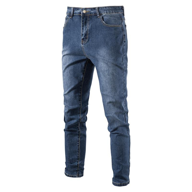  nye menns personlighet jeans vasket trendbukser uformell mikroelastisk japansk skinny jeans bukser engros