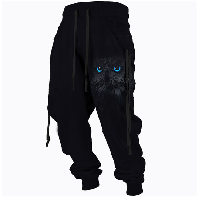  Men's Sweatpants Joggers Trousers Drawstring Side Pockets Elastic Waist Animal Graphic Prints Comfort Breathable Sports Outdoor Casual Daily Cotton Blend Terry Streetwear Designer Black Purple