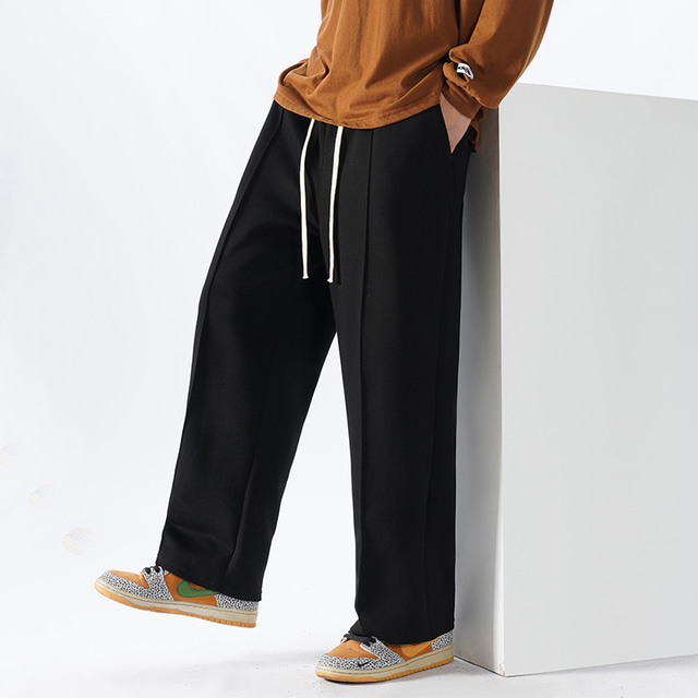  Men's Sweatpants Joggers Trousers Straight Leg Sweatpants Drawstring Elastic Waist Straight Leg Solid Color Comfort Breathable Casual Daily Streetwear Sports Fashion Black Light Grey Micro-elastic