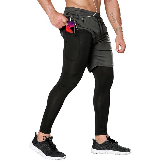  Homme Pantalon de compression Collant Short Cordon 2 en 1 Sous Vêtement Athlétique Athleisure Spandex Respirable Doux Compression Aptitude Exercice Physique Fonctionnement Tenue de sport Tenues de