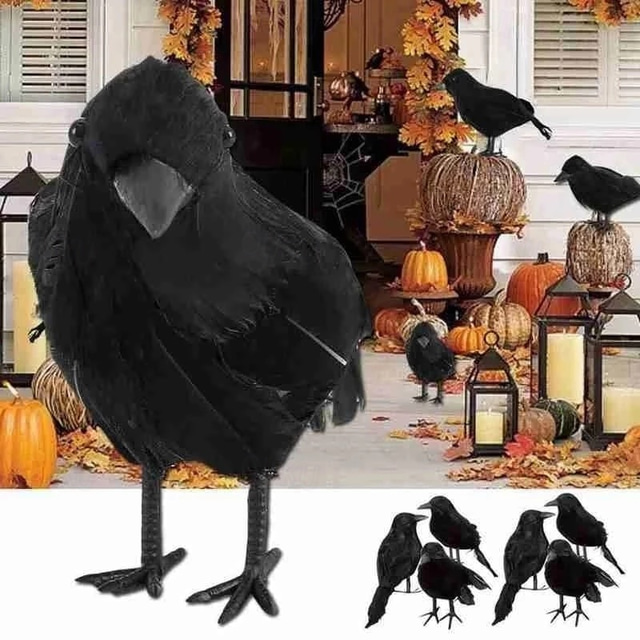  ハロウィン ブラック カラス 小道具 シミュレーション フロッキング カラス パーティー用品 オーナメント デコレーション