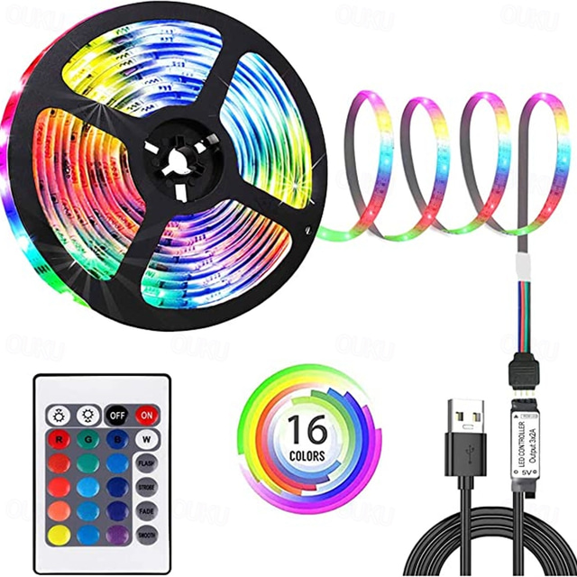  LED Strip Light 5V USB 24key Remote Control 1/2/3/5m RGB 5050 TV Background Lighting Home Decoracion Fairy LED Lights