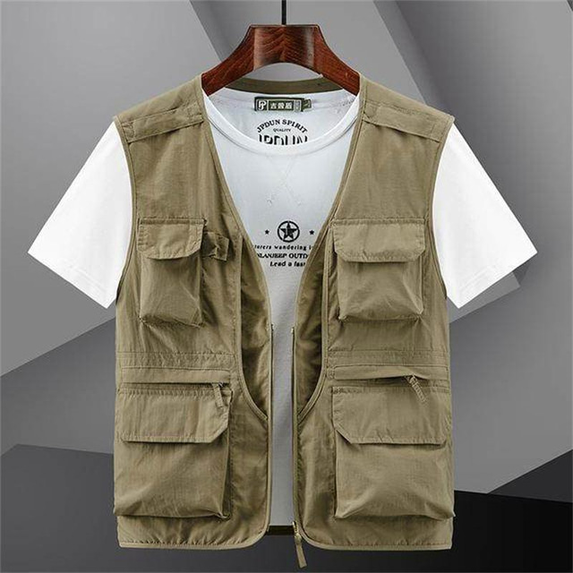  Men's Fishing Vest Hiking Vest Top Outdoor Breathable Lightweight Multi Pockets Comfortable Black Blue Grey Fishing Climbing Camping / Hiking / Caving