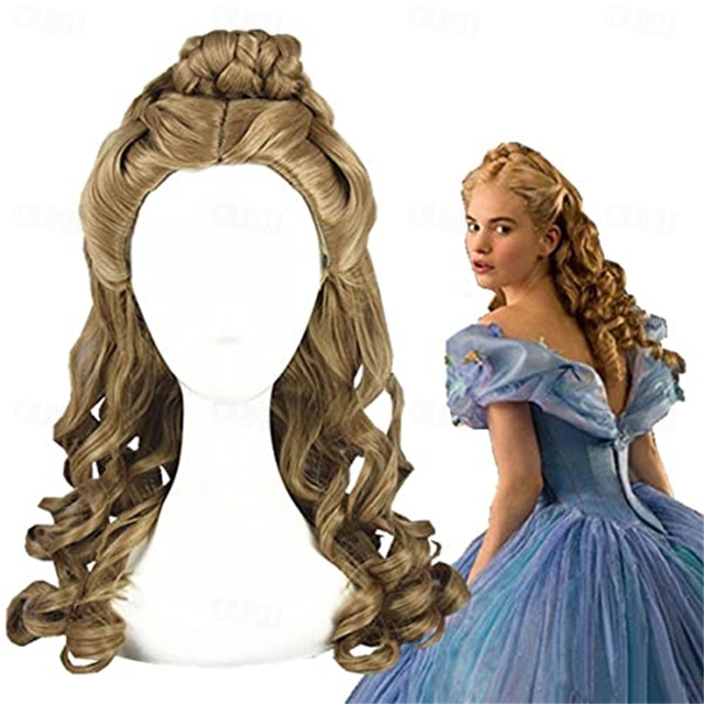  Cinderela peruca cosplay role play filme arenoso princesa coque de cabelo sintético perucas de halloween