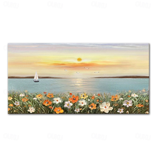  Mintura Handmade Thick Texture Flowers Landscape Oil Painting On Canvas Wall Art Decoration Modern Abstract Picture For Home Decor Rolled Frameless Unstretched Painting