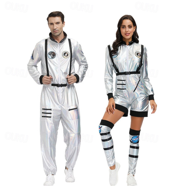  Couples Cosplay Astronaut Outfits Couples' Costumes Unisex Movie Cosplay Cosplay Costume Party Silver Costume Halloween Carnival Masquerade Spandex