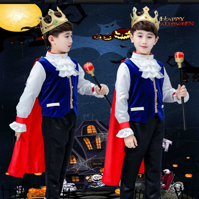  Prince Charming Coat Pants Outfits Boys Movie Cosplay Classic & Timeless Elegant & Luxurious Blue White Coat Pants Belt Halloween Carnival Masquerade / Tiaras / Tiaras World Book Day Costumes