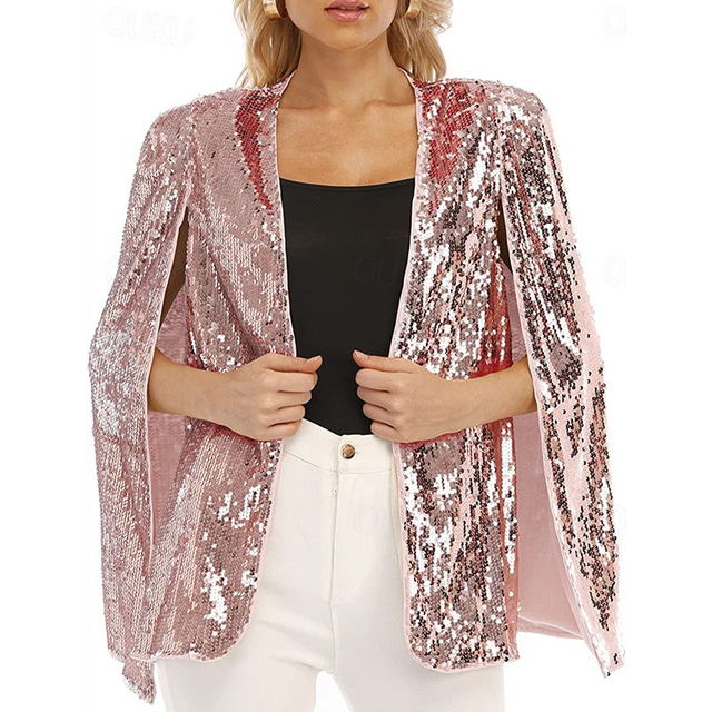  Women's Wrap Bolero Coats / Jackets Sparkle & Shine Long Sleeve Sequined Wedding Wraps With Glitter For Wedding All Seasons