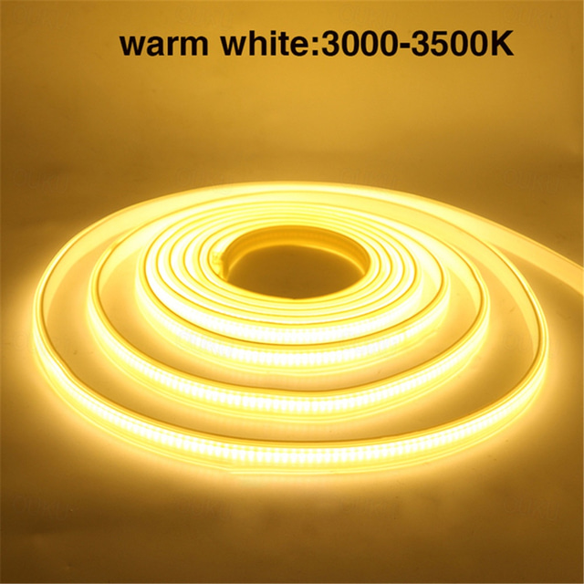  cob led-nauhavalot, 360 lediä/m vedenpitävä ulkosisustus, joustava kirkas nauhavalo, 3000k/4000k/6000k, 220v