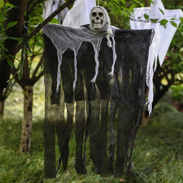  Halloween Decoration Hanging Ghost Cross-Border Special For Skeletons, Gauze, Ghost Faces, Scary Props At The Door Of The Haunted House, Ghost Pendant