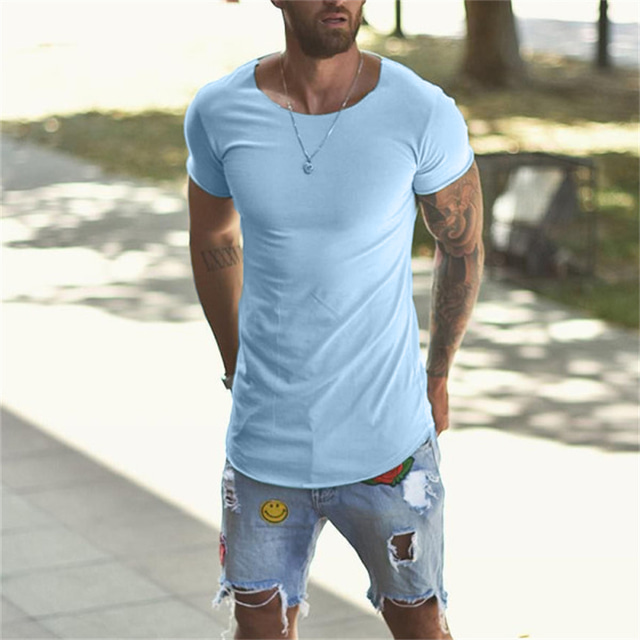  Homme T shirt Tee Plein Col Ras du Cou Casual Vacances Manche Courte Vêtement Tenue Sportif Mode Léger Grand et grand
