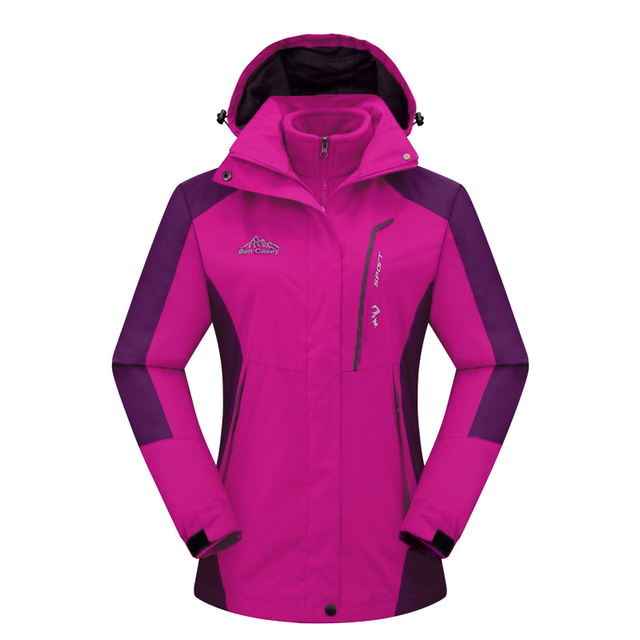  женская прогулочная куртка прогулочные куртки 3-в-1 лыжная куртка для улицы непромокаемая ветрозащитная теплая дышащая куртка 3-в-1 вентиляция молния охота лыжи / сноуборд восхождение розово-красный