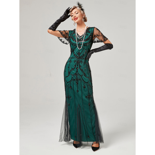  Roaring 20s 1920s Cocktail Dress Flapper Dress Dress Masquerade The Great Gatsby Charleston Wedding Guest Sequins Normal Women's Carnival Masquerade Carnival Wedding Wedding Guest Adults' Dress