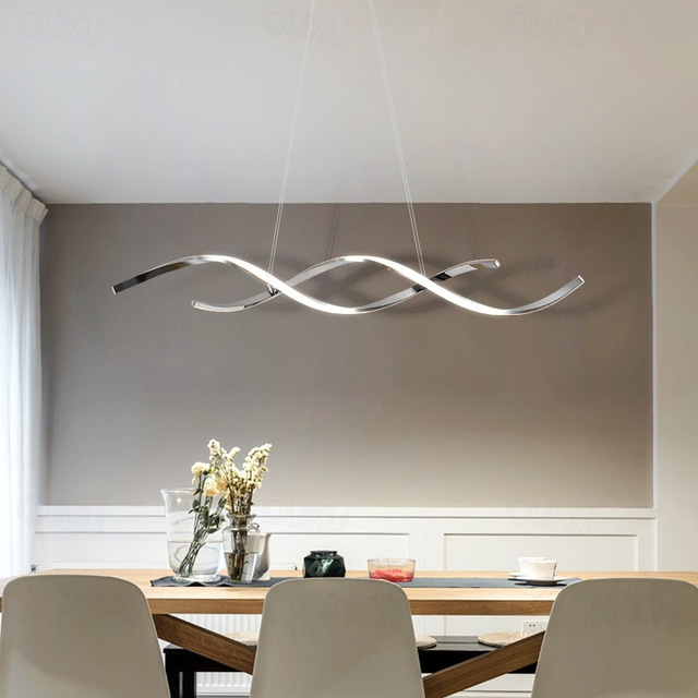  LED Pendant Light Linear 90 cm 3000K Gold/Silver Adjustable Island Lights Dimmable Aluminum Stylish Minimalist Painted Finishes Nordic Style Dining Room Kitchen Lights 110-220V