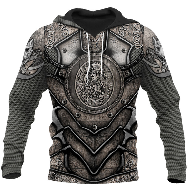  Men's Hoodie Pullover Hoodie Sweatshirt 1 2 3 4 5 Hooded Graphic Armor Viking Lace up Casual Daily Holiday 3D Print Sportswear Casual Big and Tall Spring &  Fall Clothing Apparel Hoodies Sweatshirts 