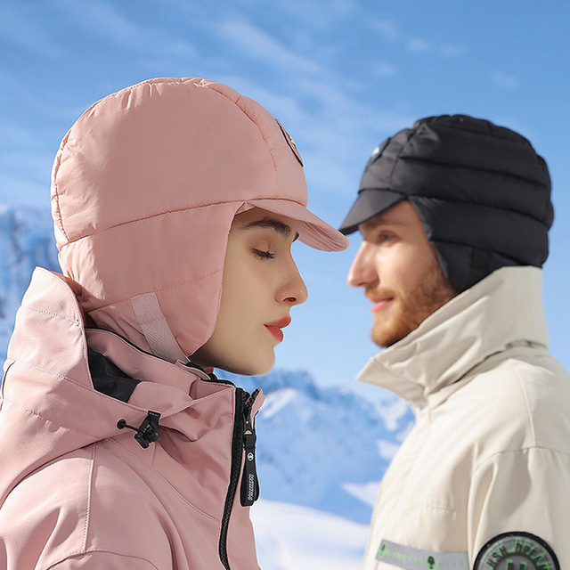  Men's Women's Hiking Hat Winter Outdoor Thermal Warm Waterproof Windproof Warm Hat Down Black Pink khaki for Hunting Ski / Snowboard Fishing