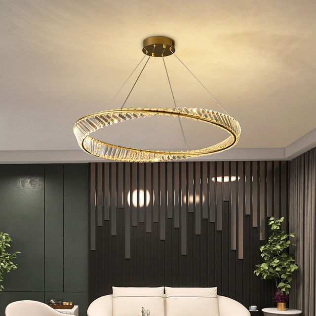  led taklampor cirkel rund design 60/80 cm flush mount 1-ljus ring dimbar aluminiummålad finish lyxig modern stil matsals taklampor sovrum