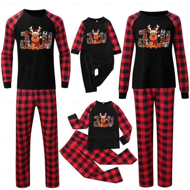  Santa Claus Family Christmas Pajamas Nightwear Men's Women's Boys Girls' Christmas New Year Christmas Eve Cute Family Matching Outfits Sweet Kid's Adults' Home Wear Top Pants