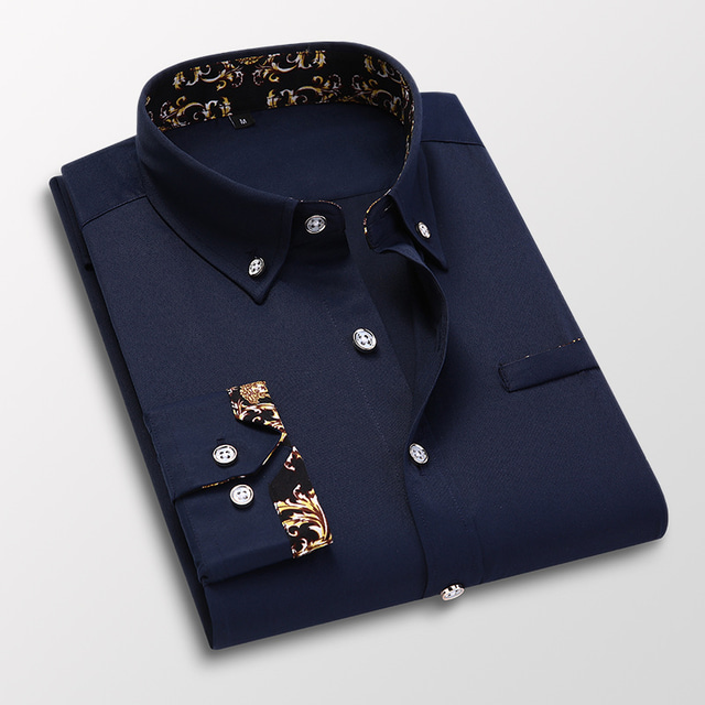  Men's Dress Shirt Graphic Graphic Prints Standing Collar Black White Red Royal Blue Blue Work Daily Long Sleeve Button-Down Clothing Apparel Streetwear Simple Casual Slim Fit