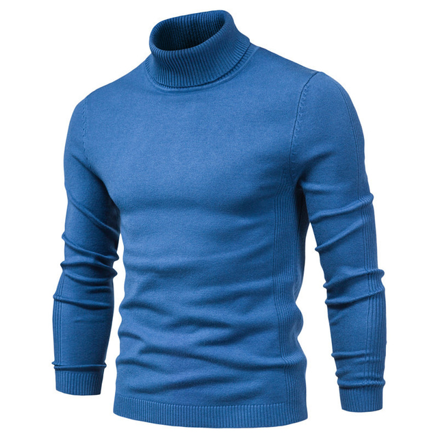  Homme Pull Chandail Pullover Tricoter Col Roulé Essentiel Vêtement Tenue Hiver Automne Noir rouge Bleu brouillard S M L / Coton