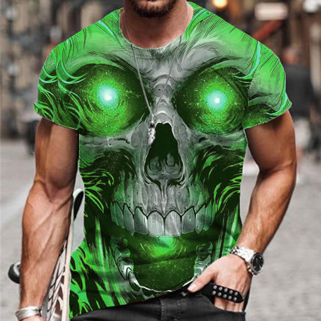  Men's Unisex Skull Graphic Prints T shirt Halloween Shirt Short Sleeve T shirt 3D Print Crew Neck Shirt Sports Designer Casual Outdoor Street Daily Yellow Pink Blue Summer Clothing Apparel S M L XL