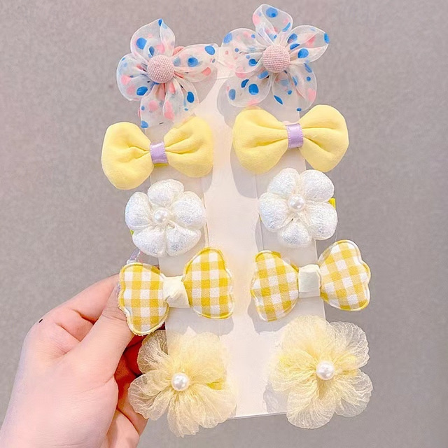  10pcs Kids Girls' Hair Accessories Sweet Daily Plaid Yellow Pink