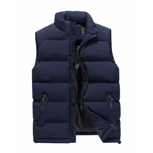  Men's Quilted Puffer Vest Cotton Winter Outdoor Thermal Warm Windproof Fleece Lining Breathable Outerwear Winter Jacket Trench Coat Skiing Fishing Climbing YF666 navy YF666 green YF666 red YF666 black