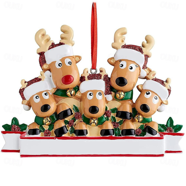  decoraciones para árboles de navidad familia de renos linda pareja ciervos brillantina sombrero de navidad tradicional rudolph surtido colgante de navidad lindo ciervo festivo regalo de invierno