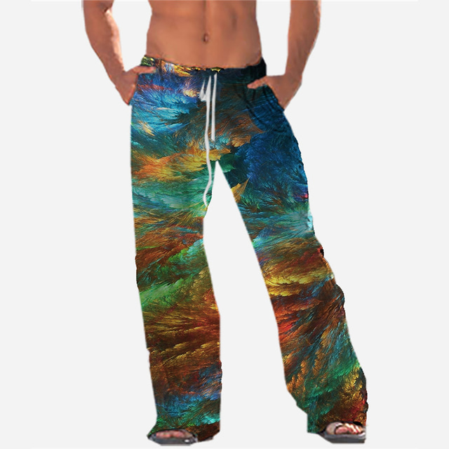  Hombre Pantalones Pantalones de verano Pantalones de playa Bolsillo Correa Cintura elástica Caricatura Estampados Comodidad Transpirable Casual Diario Festivos Ropa de calle Design Negro Azul Piscina