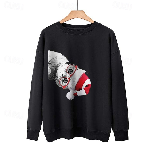  Christmas Cat Ugly Christmas Sweater / Sweatshirt Hoodie Pullover Adults' Women's Christmas Cosplay Christmas Christmas Carnival Masquerade Easy Halloween Costumes