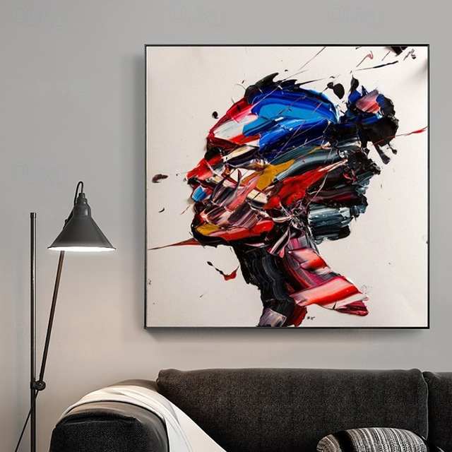  Handmade Oil Painting Canvas Wall Art Decoration Abstract Figure Thick Oil Knife Painting for Home Decor Rolled Frameless Unstretched Painting