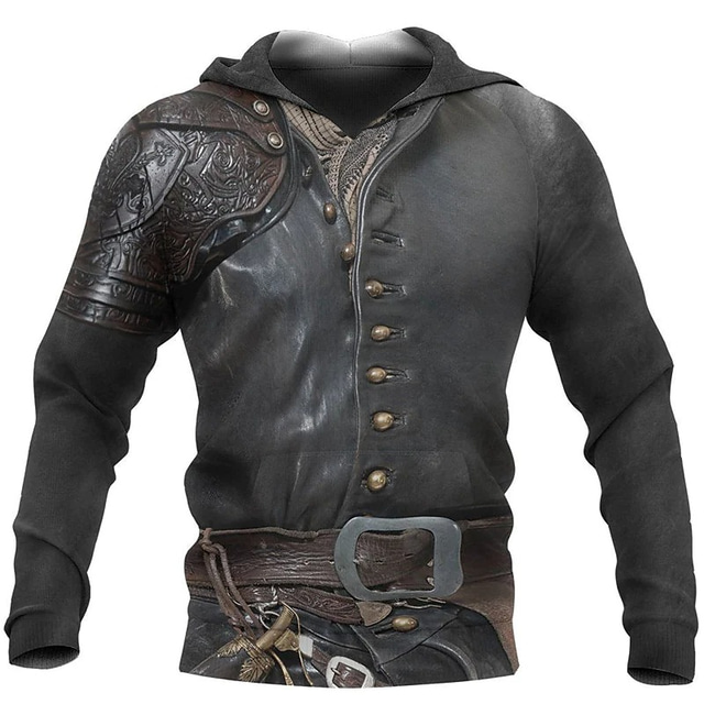  Men's Hoodie Pullover Comfort Color Sweatshirts Hoodie Sweatshirt 1 2 3 4 5 Hooded Graphic Armor