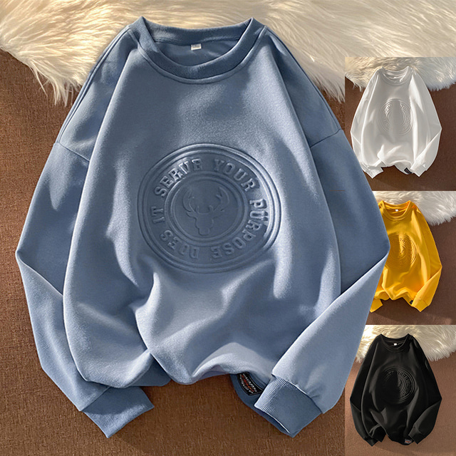  Voor heren Trui-sweatshirt dier Ronde hals Haze blauw Zwart Geel Wit Alledaagse kleding Kleding Chique en modern